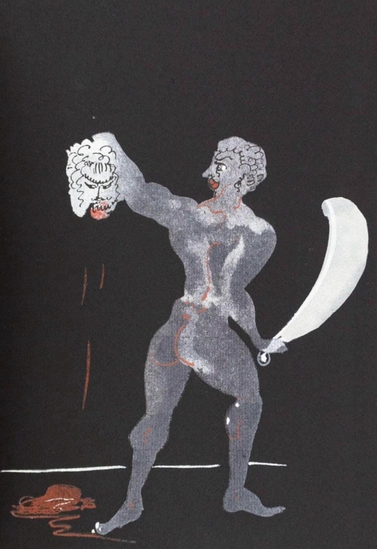 Andre Derain, Composition, Salome, Limited Edition Lithograph: Lithograph and stencil on velin paper. Paper size: 11 x 7.5 inches. Excellent condition. Unsigned and unnumbered, as issued. Notes: From the album, Salome. Published by The Limited Editions Club, Pari