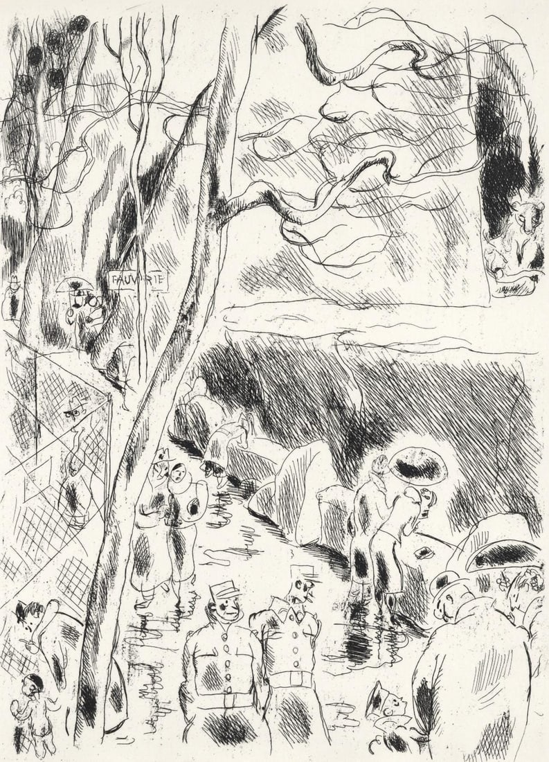 Gus Bofa, La Menagerie du Jardin des Plantes, A La gloire a Paris, Limited Edition Etching (1 of 4)