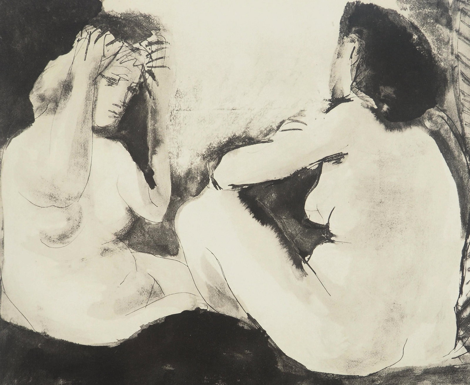 Pablo Picasso, Composition (Orozco 238), Picasso, La flute double, Limited Edition Lithograph: Lithograph and stencil on papier a la cuve du moulin Richard de Bas paper, specialement filigrane pour cette edition. Paper size: 16.5 x 22.5 inches. Excellent condition. Unsigned and unnumbered, as i