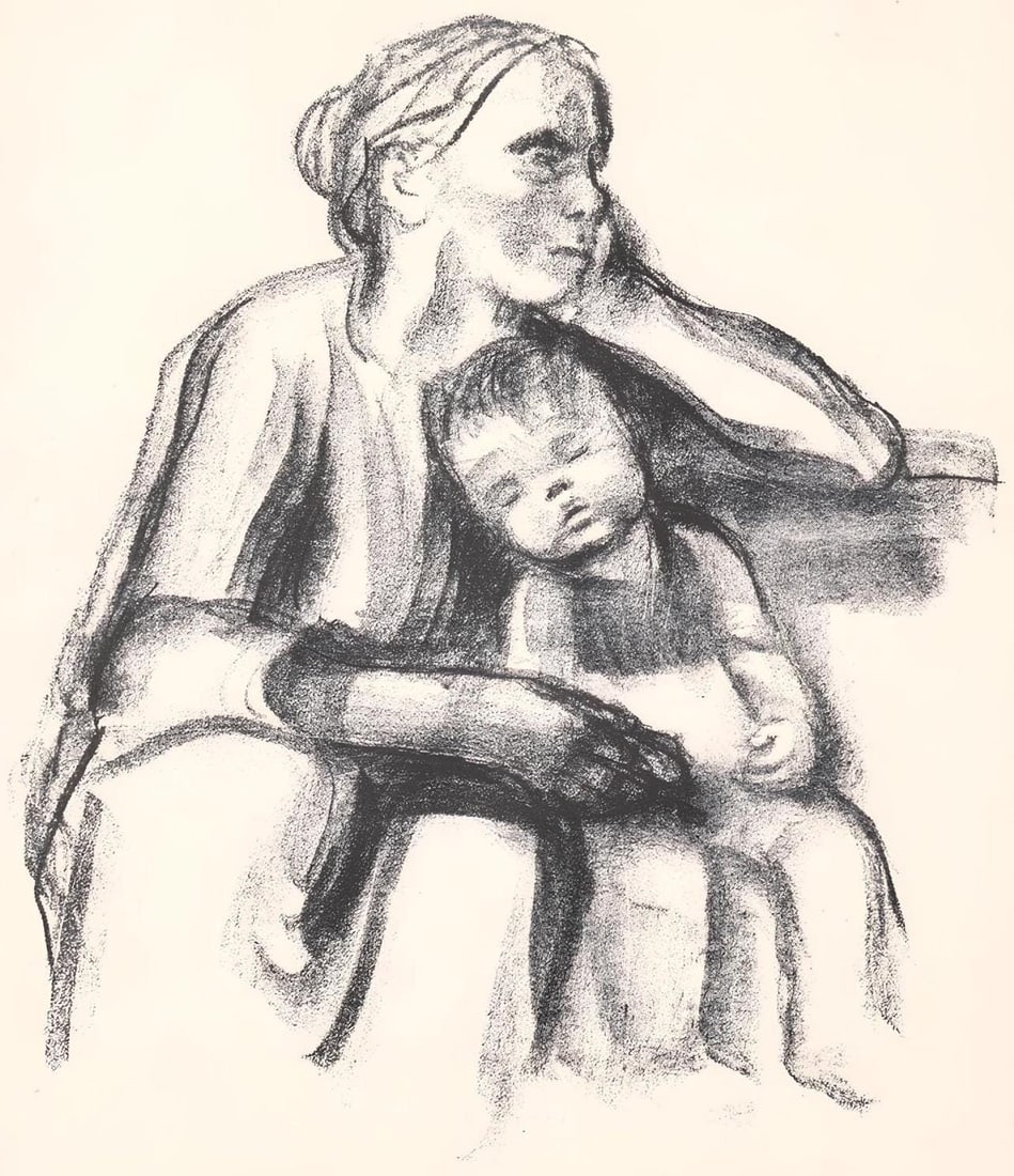 Kathe Kollwitz, Worker Woman with Sleeping Child (Arbeiterfrau mit schlafendem Jungen), Limited (1 of 4)
