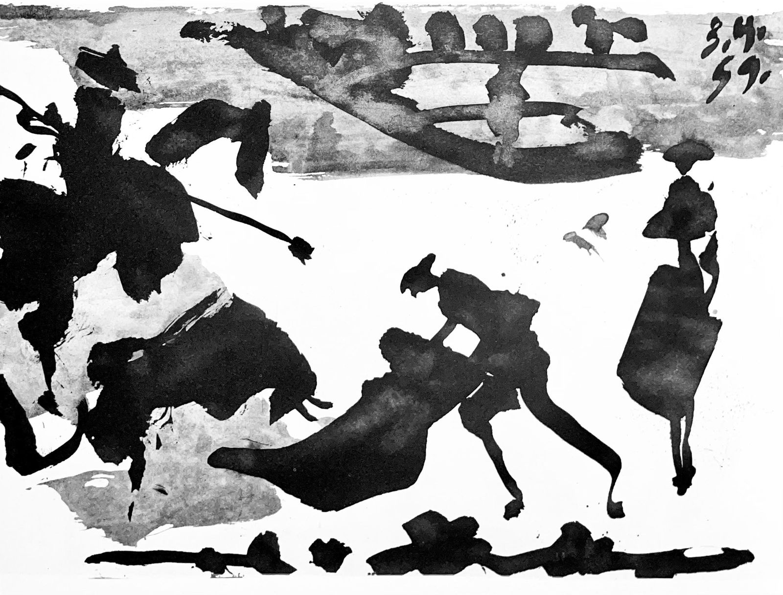 Pablo Picasso, Composition (Bloch 1276; Czwiklitzer 23), Toros y Toreros, Limited Edition Lithograph: Heliogravure on velin paper. Paper Size: 14.75 x 10.5 inches. Inscription: Unsigned and unnumbered, as issued. Notes: From the album, Pablo Picasso, Toros y toreros, 1961. Published by Les Editions Ce