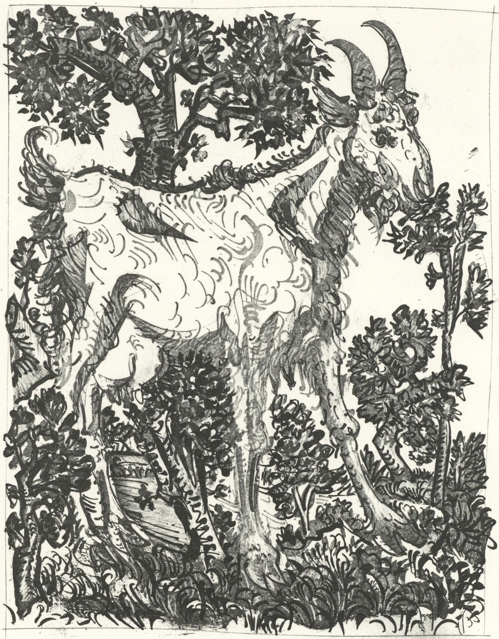 Pablo Picasso, La Chevre (The Goat) (Orozco p.82), Histoire naturelle, Limited Edition Lithograph: Lithograph on papier bouffant des Papeteries de Casteljoux paper. Unsigned and unnumbered, as issued. Paper Size: 12.99 x 9.84 inches. Catalogue raisonne reference: Orozco, Miguel. The Orozco Collecti