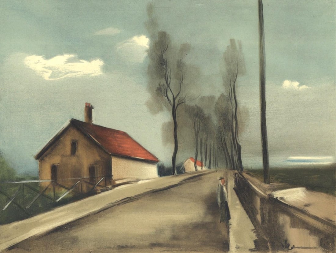 Maurice de Vlaminck, La route de Brezolles, Vlaminck, Signed, Limited Edition Lithograph: Lithograph in fifteen colors on velin paper. Inscription: Signed in the plate and unnumbered, as issued. Paper Size: 9.5 x 12.25 inches; image size: 7.1 x 9.4 inches. Condition: Very good/excellent,