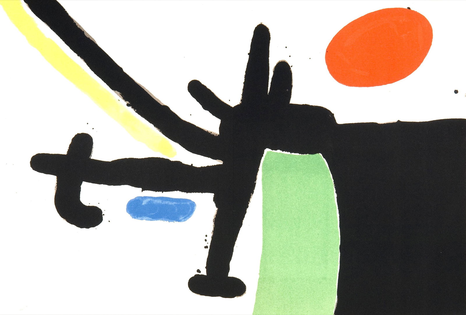 Joan Miro, Composition (Mourlot 872-881; Cramer 164), El tapis de Tarragona, Limited Edition: Lithograph on velin Sarrio paper. Paper size: 11.81 x 17.72 inches. Excellent condition, with centerfold, as issued. Unsigned and unnumbered, as issued. Notes: From the folio, Tapis De Tarragona, il.l