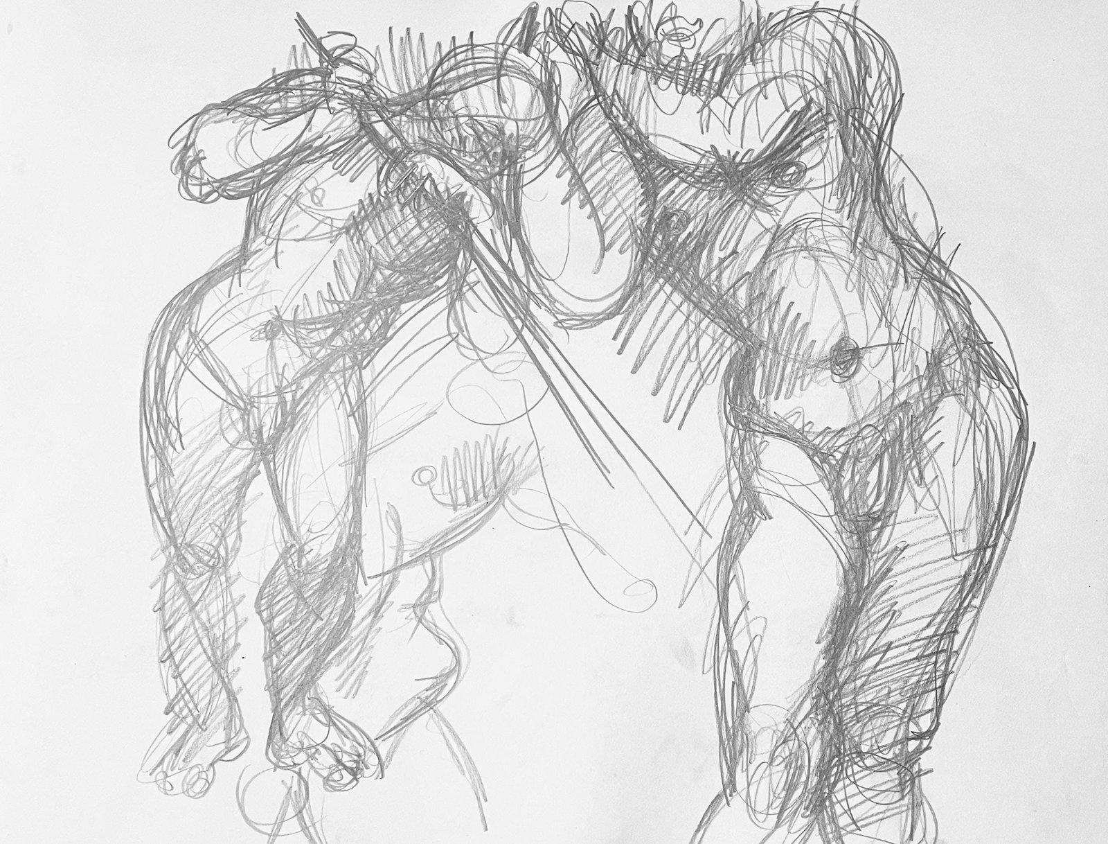 Ian Hornak, Renaissance Male and Female Nude Figure Study, 1963, Original Drawing (1 of 4)