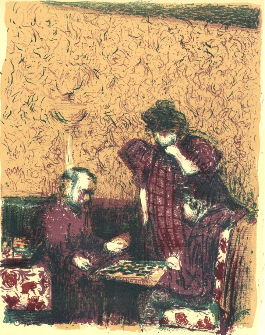 Edouard Vuillard, La Partie de dames, L'œuvre grave de Vuillard, Limited Edition Lithograph: Lithograph on grand velin Renage paper. Inscription: Unsigned and unnumbered, as issued. Paper Size: 12.375 x 9.5 inches; image size: 11.81 x 9.05 inches. Excellent condition. Notes: From the album, L
