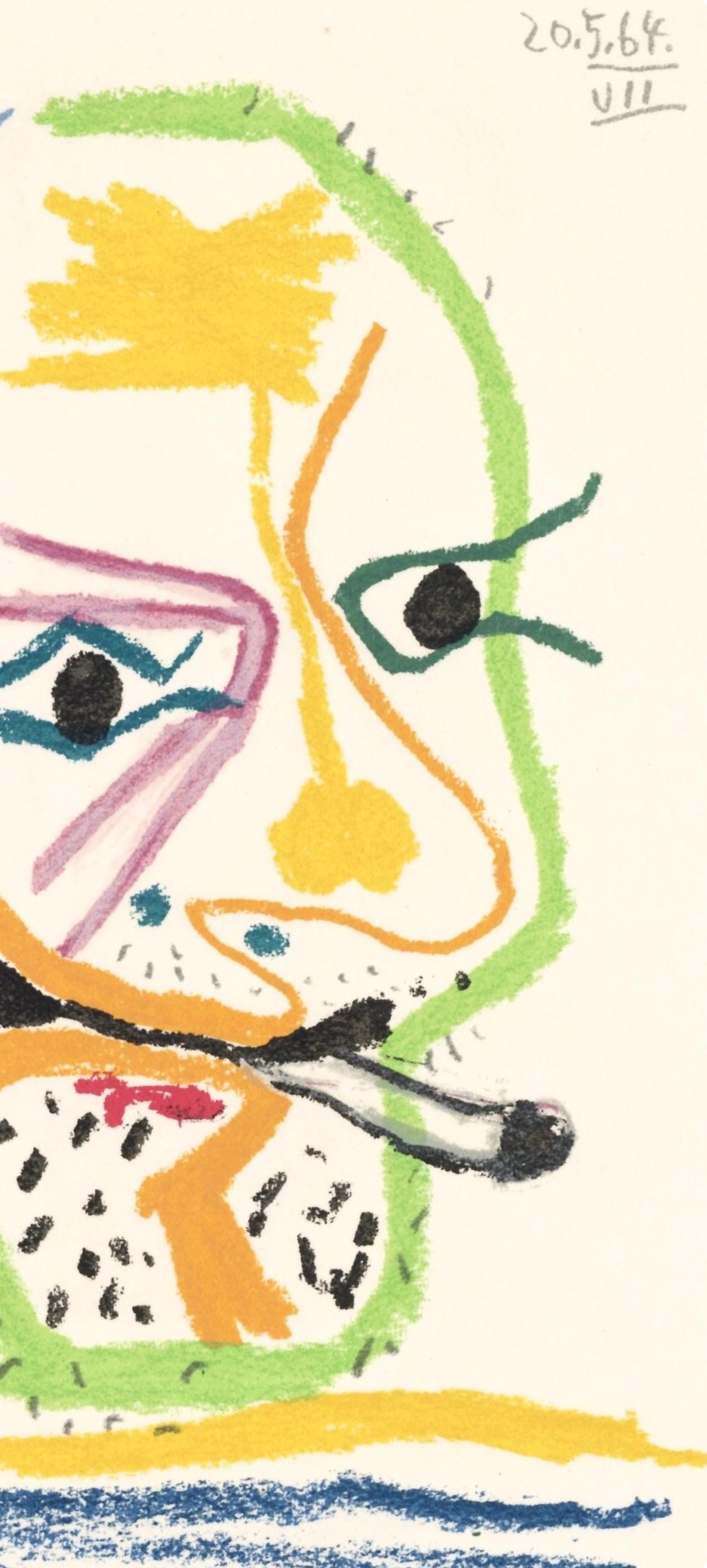 Pablo Picasso, 20.5.64. VII (Cramer 148), Le Gout du Bonheur, Limited Edition Mixed Media Lithograph - 4