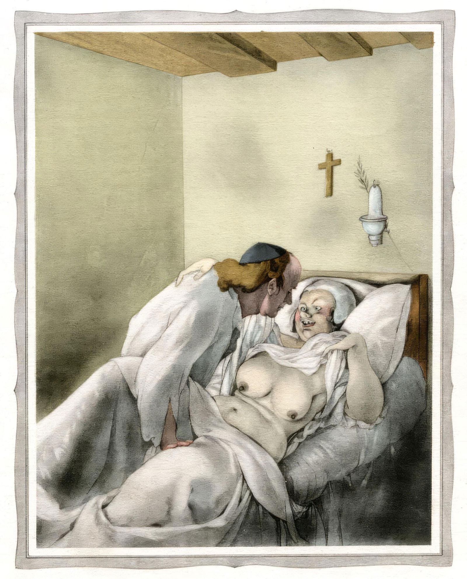 Umberto Brunelleschi, Untitled, from The Tales of Boccaccio, Limited Edition Lithograph and Pochoir,: This exquisite lithograph and pochoir by Umberto Brunelleschi (1879-1949), titled Sans titre (Untitled), originates from the celebrated album Les contes de Boccace (The Tales of Boccaccio), published