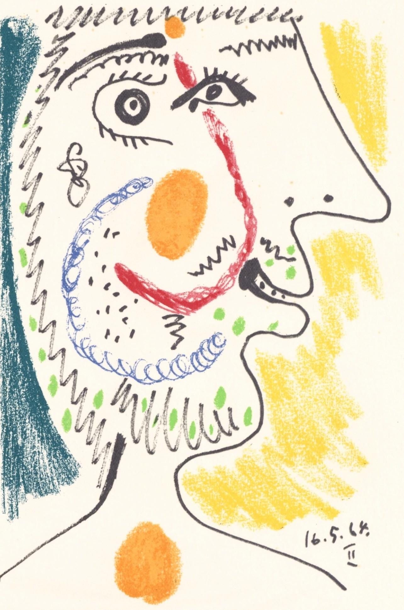 Pablo Picasso, 16.5.64. II (Cramer 148), Le Gout du Bonheur, Limited Edition Mixed Media Lithograph (1 of 4)