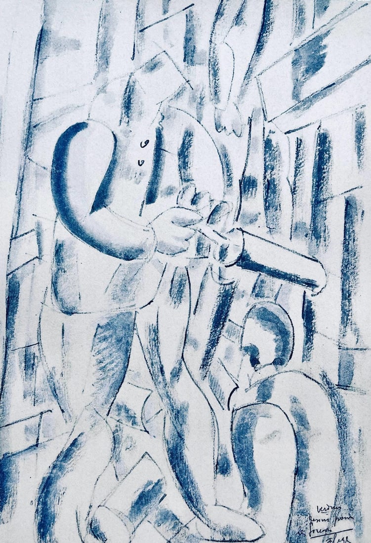 Fernand Leger, Les Foreurs, Dessins de Guerre 1915-16, Limited Edition Lithograph: Lithograph, stencil on velin paper. Paper Size: 10 x 7.75 inches. Inscription: Signed in the plate and unnumbered, as issued. Condition: Very good/excellent, consistent with age. Notes: From the folio