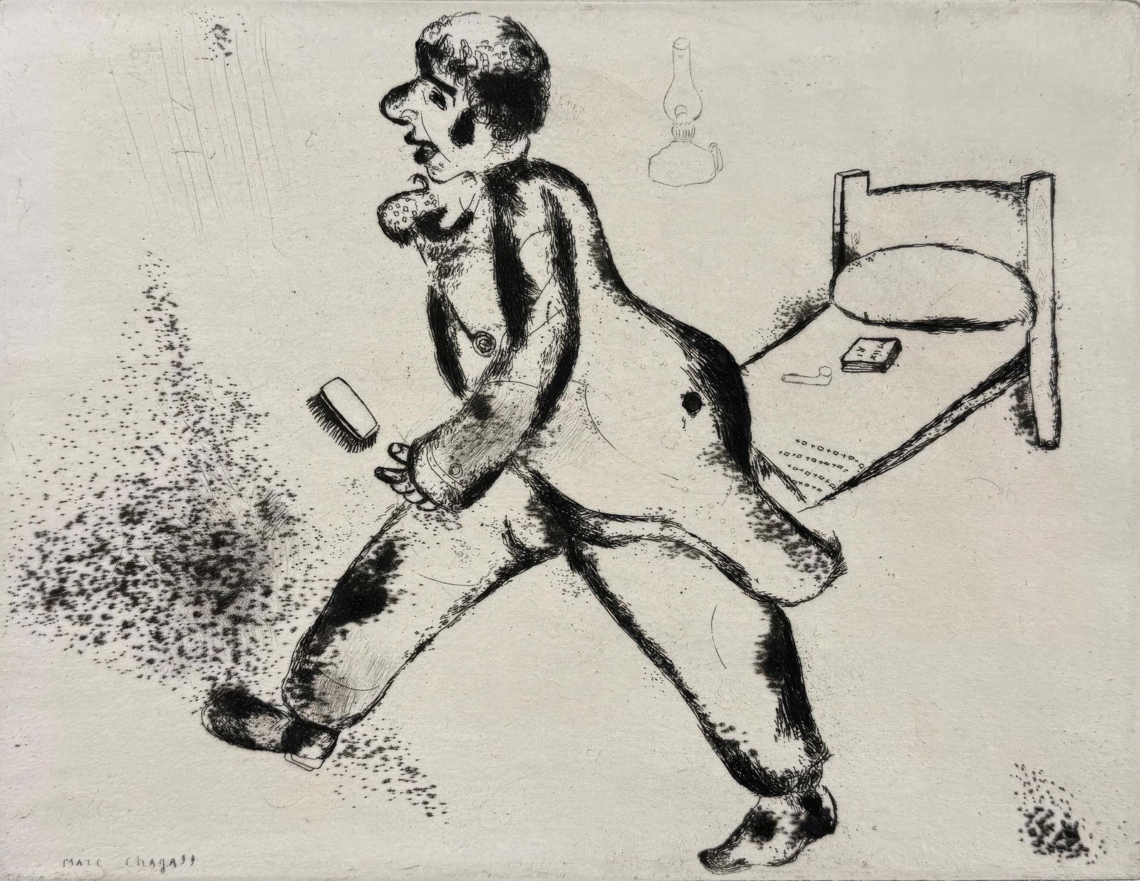 Marc Chagall, Petrushka, from Dead Souls, Limited Edition Etching, 1923-1927 (1 of 4)