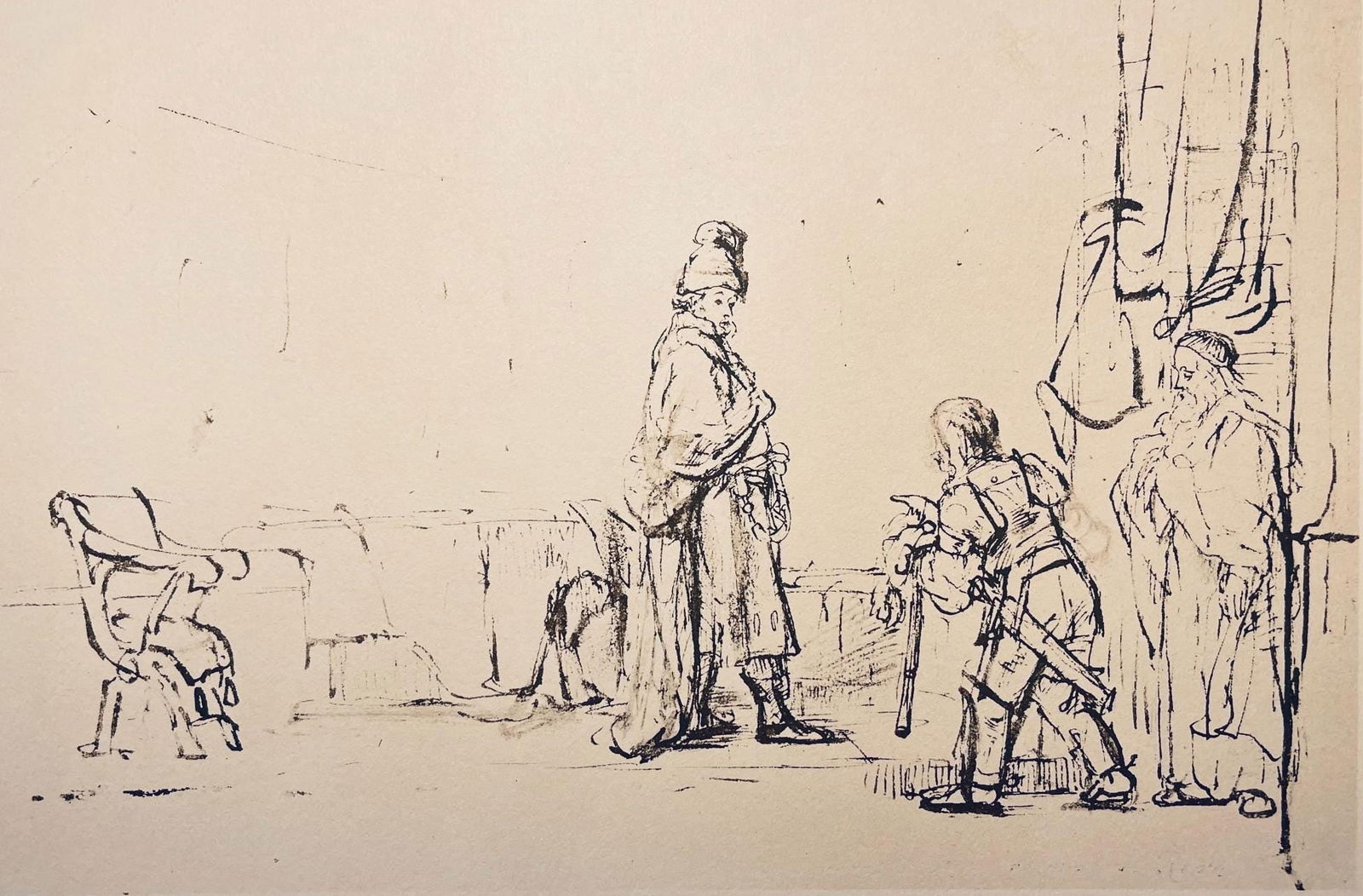 Rembrandt van Rijn, David Visited by the Prophet Nathan, Limited Edition Collotype: Collotype on Hamilton Kilmory paper. Unsigned and unnumbered, as issued. Paper Size: 9.5 x 12.5 inches. Excellent condition. Notes: From the folio, Rembrandt, Drawings from the Bible, Thirty-two Collo