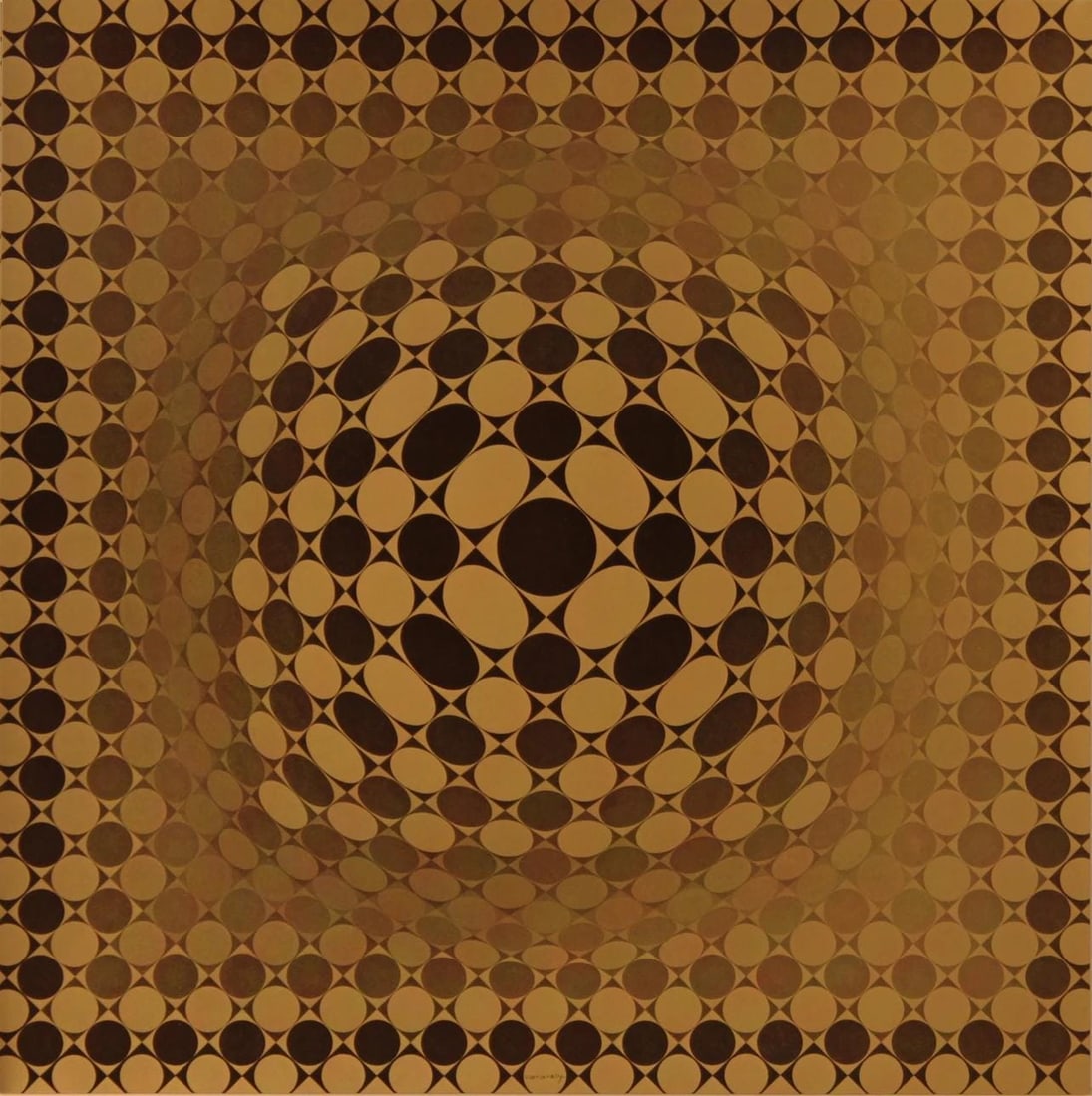 Victor Vasarely, Composition, Vega, Limited Edition Heliogravure: Heliogravure on 280 gm M2 gloss paper. Paper Size: 10.63 x 10.63 inches. Excellent condition. Notes: From the folio, Vega, 1976. Published and printed by Editions du Griffon, Neuchatel, Switzerland, 1