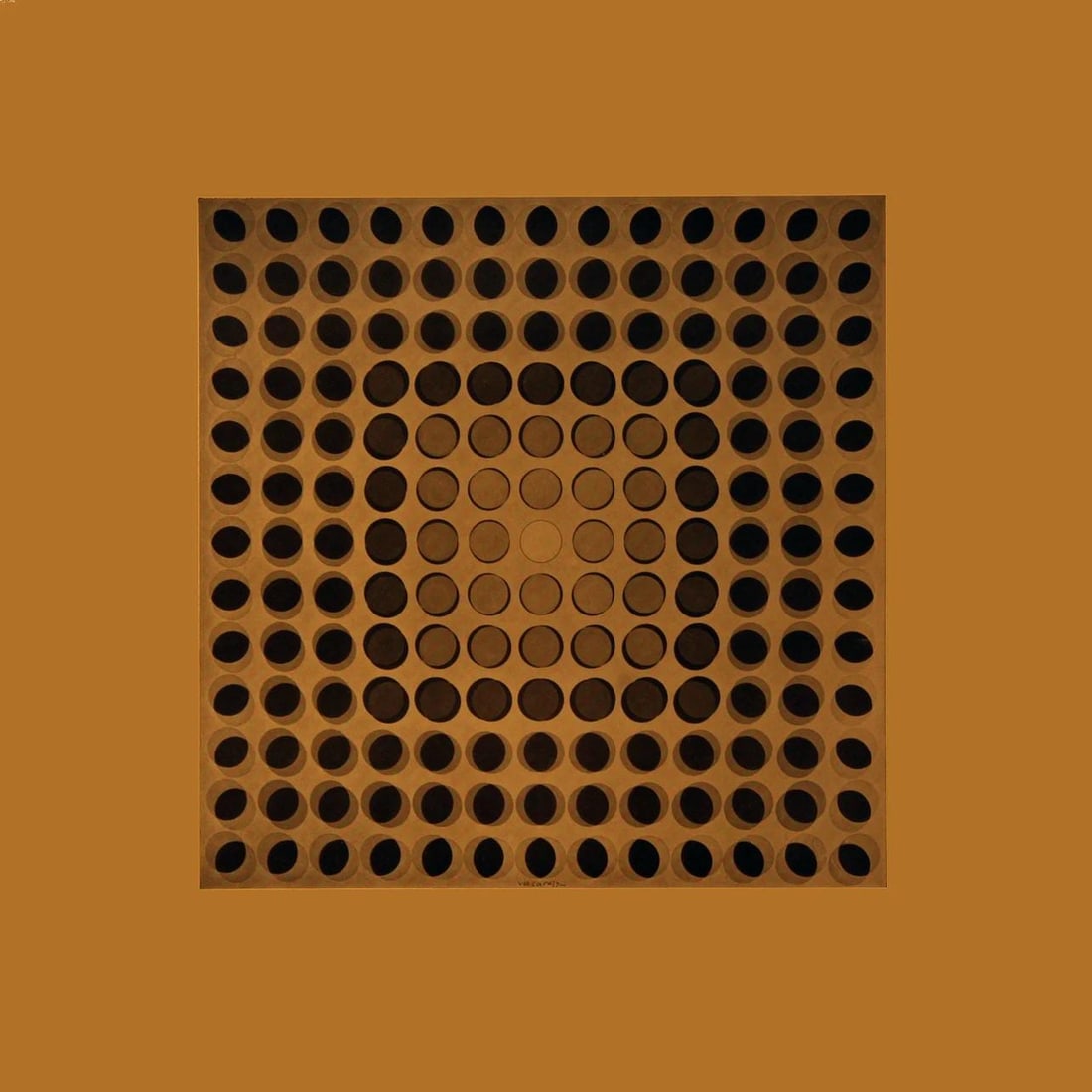 Victor Vasarely, Composition, CTA 102, Limited Edition Heliogravure: Heliogravure on 280 gm M2 gloss paper. Paper Size: 11 x 11 inches. Excellent condition. Notes: From the folio, CTA 102, 1976. Published and printed by Editions du Griffon, Neuchatel, Switzerland, 1976