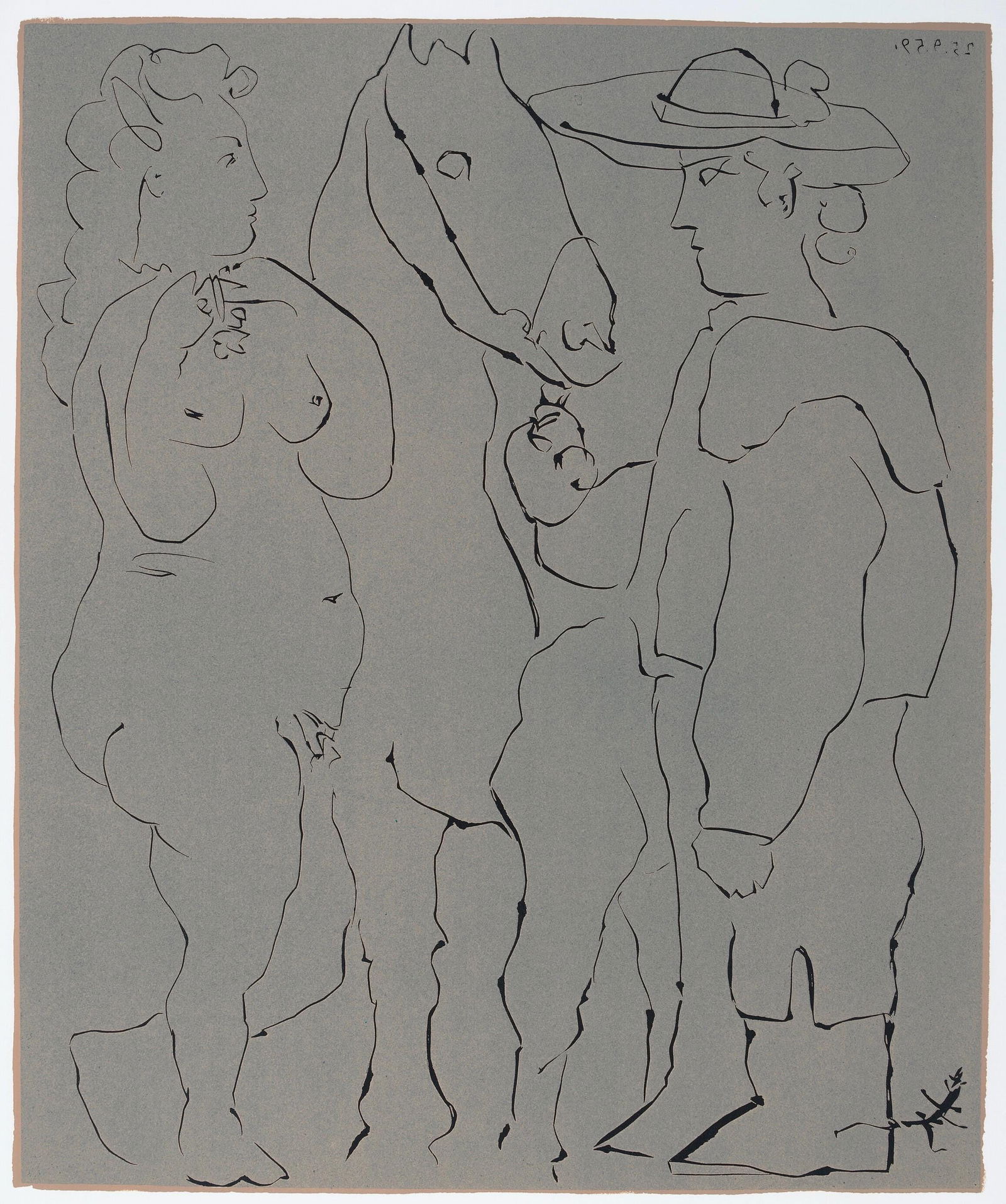 Pablo Picasso, Picador, Femme at Cheval (Orozco 214), Grabados al linoleo, Limited Edition Linocut (1 of 4)