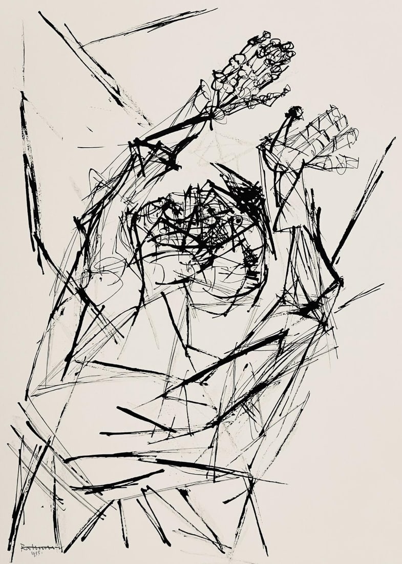 Abraham Rattner, The valley of dry bones, Limited Edition Lithograph: Lithograph on velin paper. Paper Size: 17.5 x 13.5 inches. Excellent condition. Inscription: Unsigned and unnumbered, as issued. Notes: From the folio, Abraham Rattner: Twenty-four plates 1956. Publis