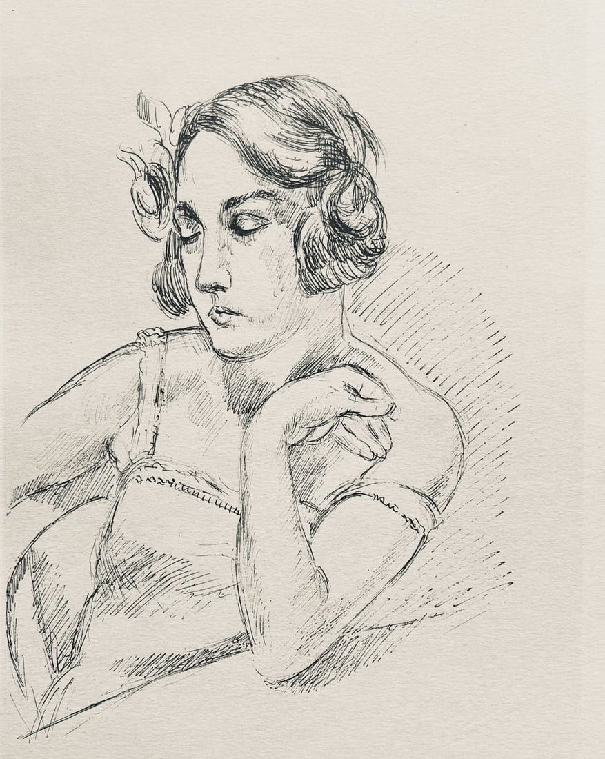 Henri Matisse, Composition (Dutel 3), Dessins de Henri-Matisse, Limited Edition Lithograph: Lithograph on velin Lafuma paper. Unsigned and unnumbered. Paper Size: 10 x 8 inches. Excellent condition. Notes: From the album, Dessins de Henri-Matisse, 1925. Published by Editions des Quatre Chemi