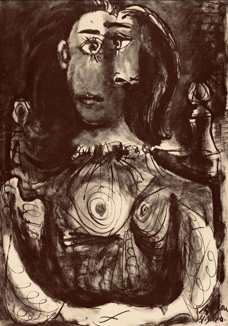 Pablo Picasso, Composition, Carnet de dessins de Picasso, Cahiers d'Art, Limited Edition Lithograph (1 of 4)