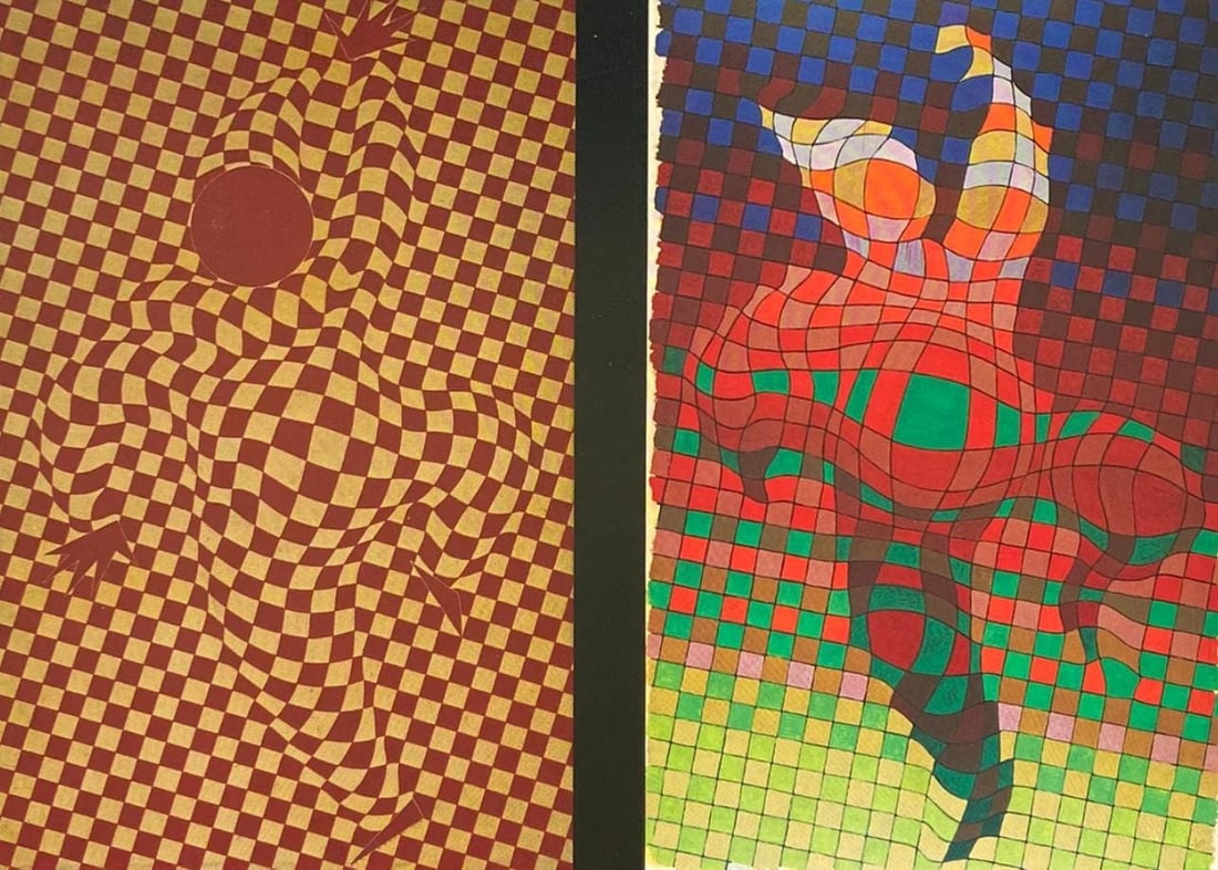 Victor Vasarely, Composition, Graphismes II, Limited Edition Heliogravure: Heliogravure on 280 gm M2 gloss paper. Paper Size: 10.63 x 10.63 inches. Excellent condition. Notes: From the folio, Graphismes II, 1977. Published and printed by Editions du Griffon, Neuchatel, Switz