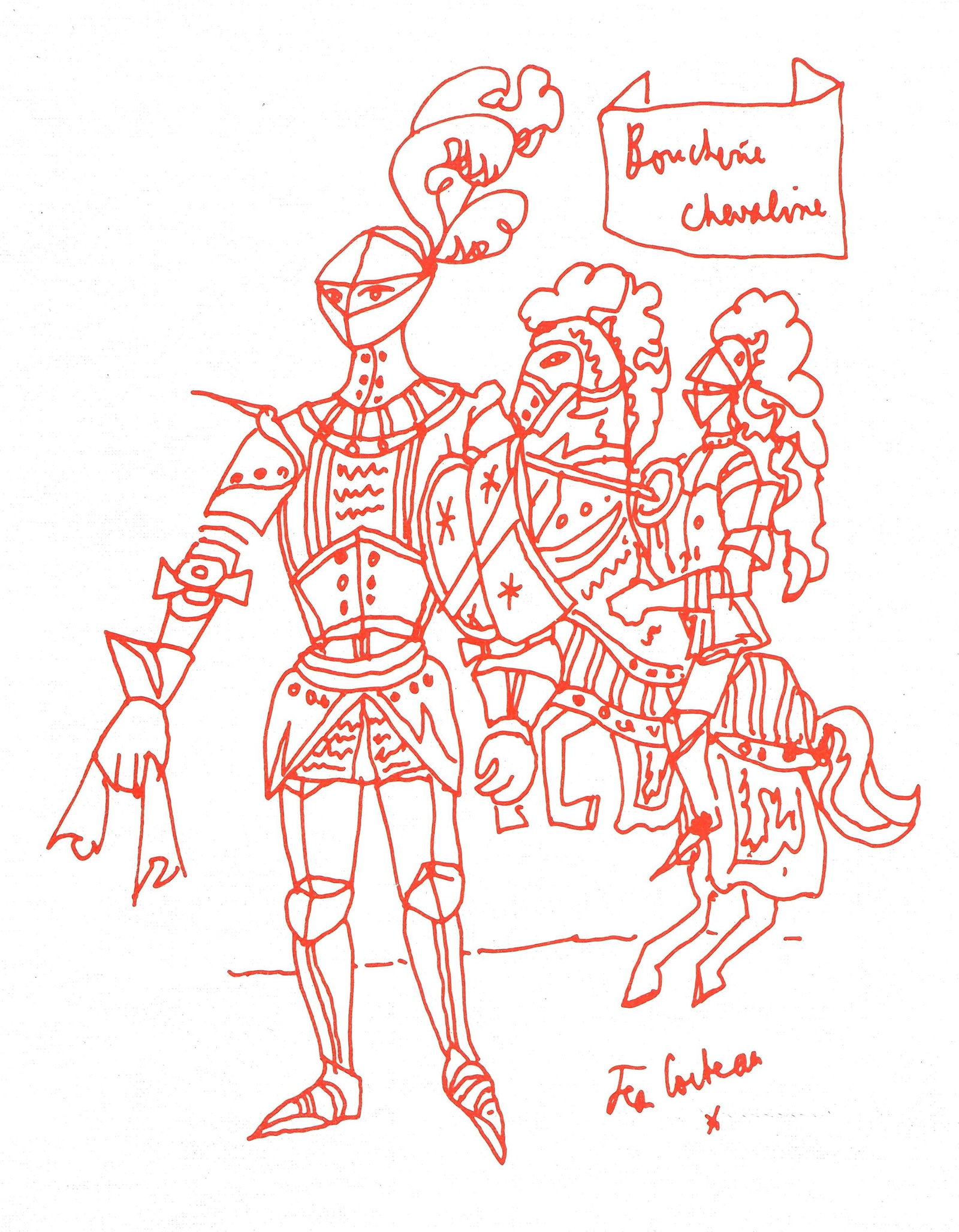 Jean Cocteau, Untitled, from Recipes for a Friend, illustrations by Jean Cocteau, Limited Edition: Jean Cocteau (1889-1963); Sans titre (Untitled), 1964. Lithograph on papier de toile enduit paper. Paper size 12 x 9.45 inches. Signed in the plate and unnumbered, as issued. Printed and published by