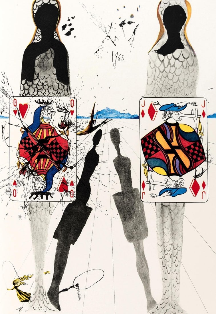 Salvador Dali, The Queen's Croquet Ground (Field 69-5, A-M), Alice's Adventures in Wonderland,: Heliogravure on Papeterie de Mandeure velin paper. Paper Size: 16.93 x 11.22 inches. Inscription: Signed in the plate and unnumbered, as issued. Catalogue raisonne references: Dali, Salvador, et al. S