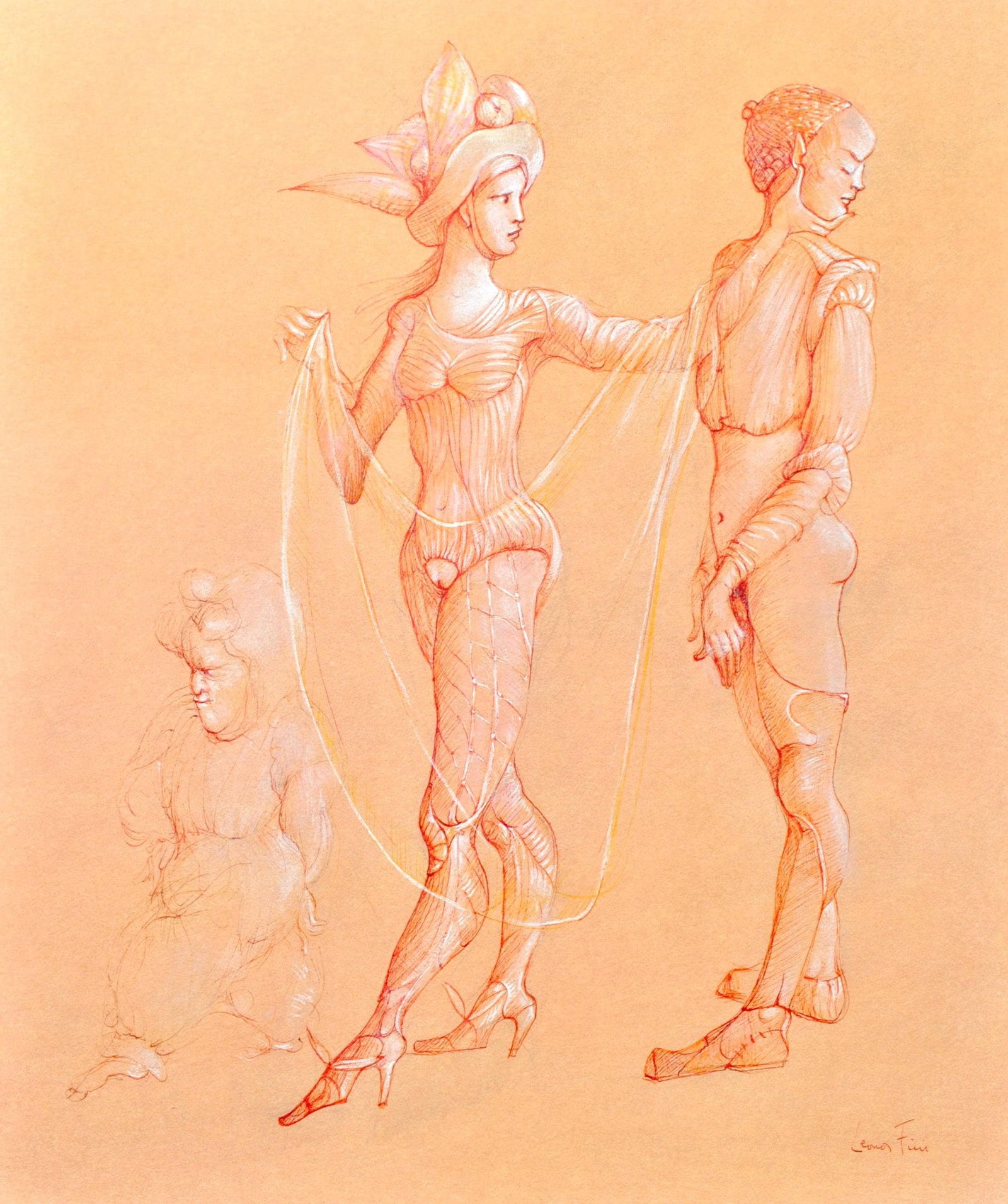 Leonor Fini, Composition, Fruits de la Passion, XXe siecle, Limited Edition Heliogravure: Heliogravure on velin de Rives pur chiffon paper, manufactured by Les papeteries de Rives, Voiron, France. Paper Size: 16.93 x 14.17 inches. Inscription: Signed in the plate and unnumbered, as issued.