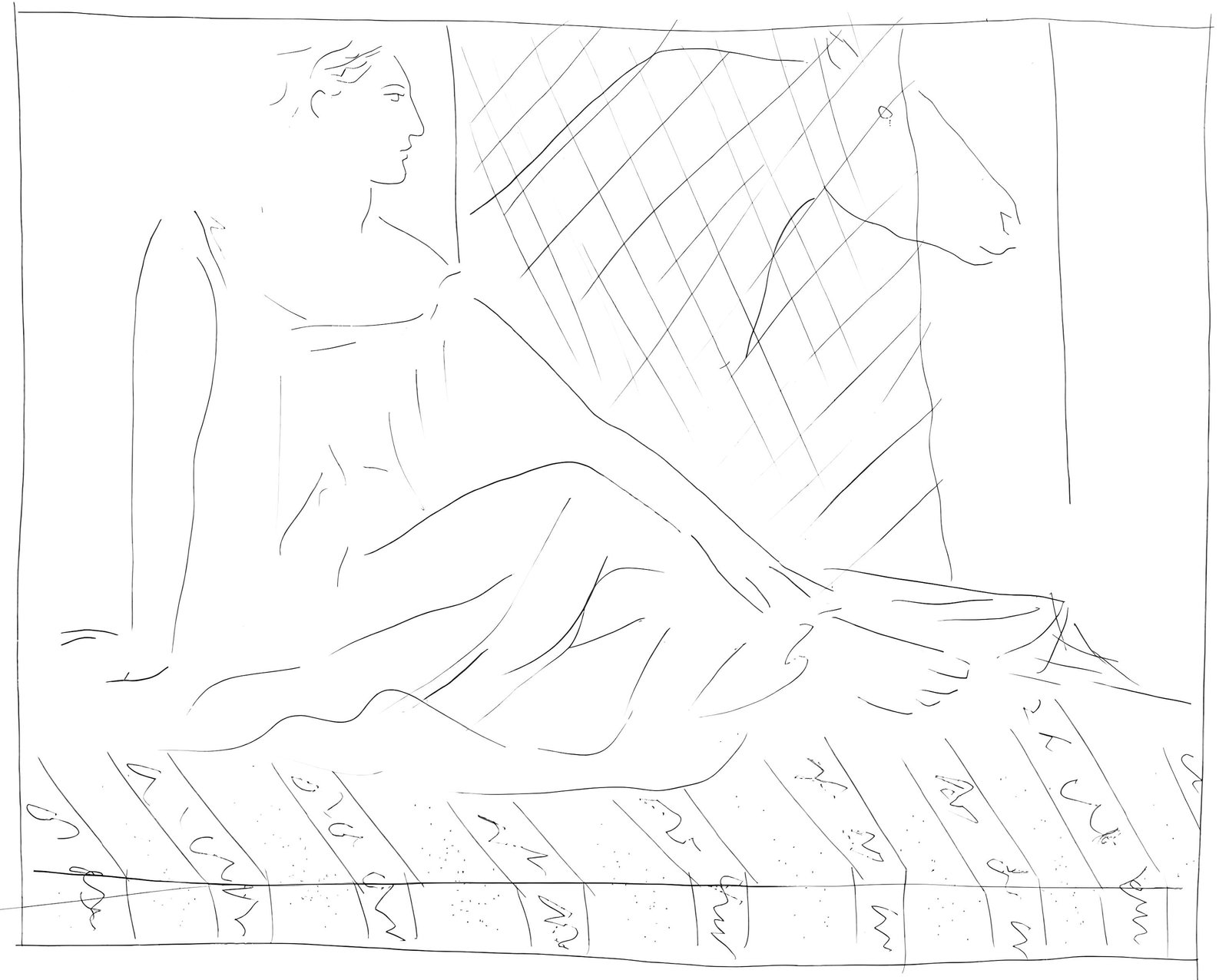 Pablo Picasso, Femme assise et cheval, Les Metamorphoses, Limited Edition Lithograph: Lithograph on velin papier Verge fin blanc des papeteries de Bellerive paper. Paper size: 11.02 x 8.66 inches; image size: 4.5 x 5.5 inches. Inscription: Unsigned and unnumbered, as issued. Condition: