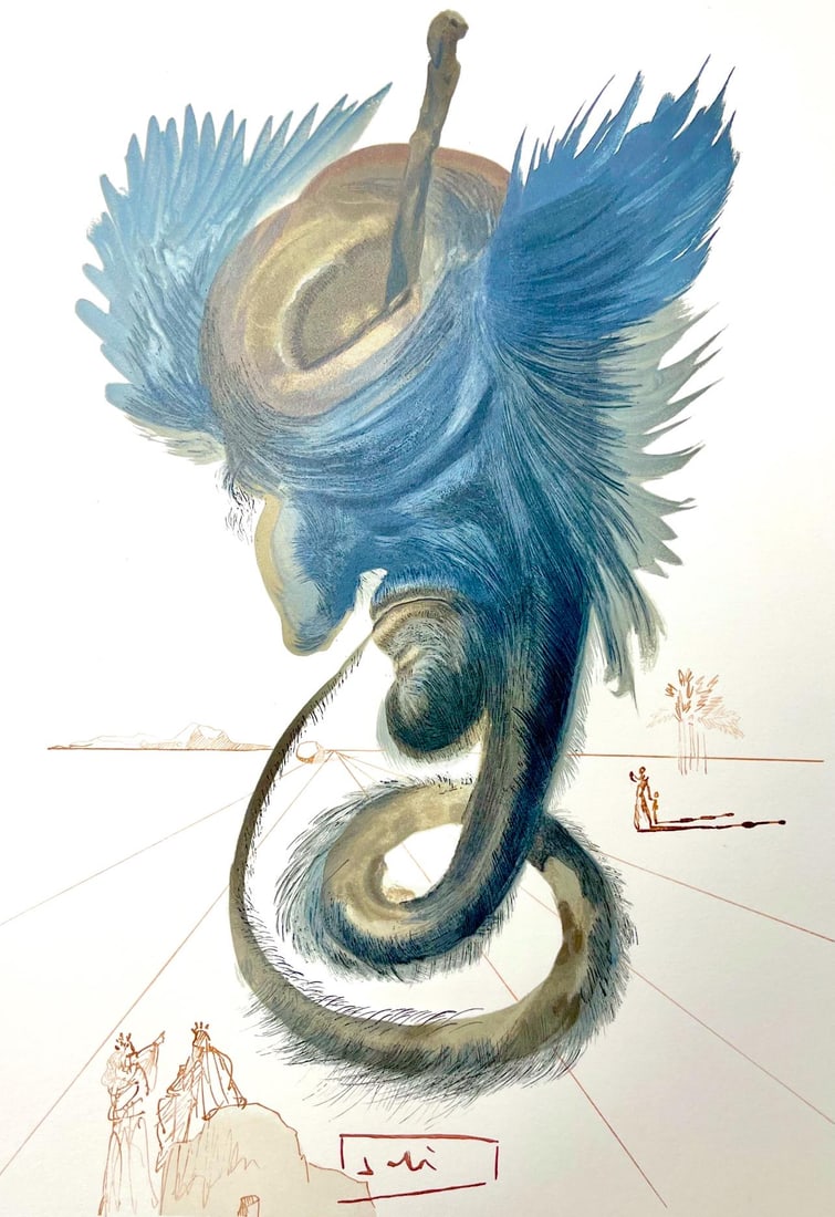 Salvador Dali, Holle XX (Michler/Lopsinger 1039-1138; Field 189-200), Die Gottliche Komodie, Signed,: Woodcut in colors on velin de Rives BFK paper, mounted on velin d'Arches support, as issued. Paper size: 13 x 10.375 inches. Inscription: Signed in the block, and unnumbered, as issued. Catalogue rais