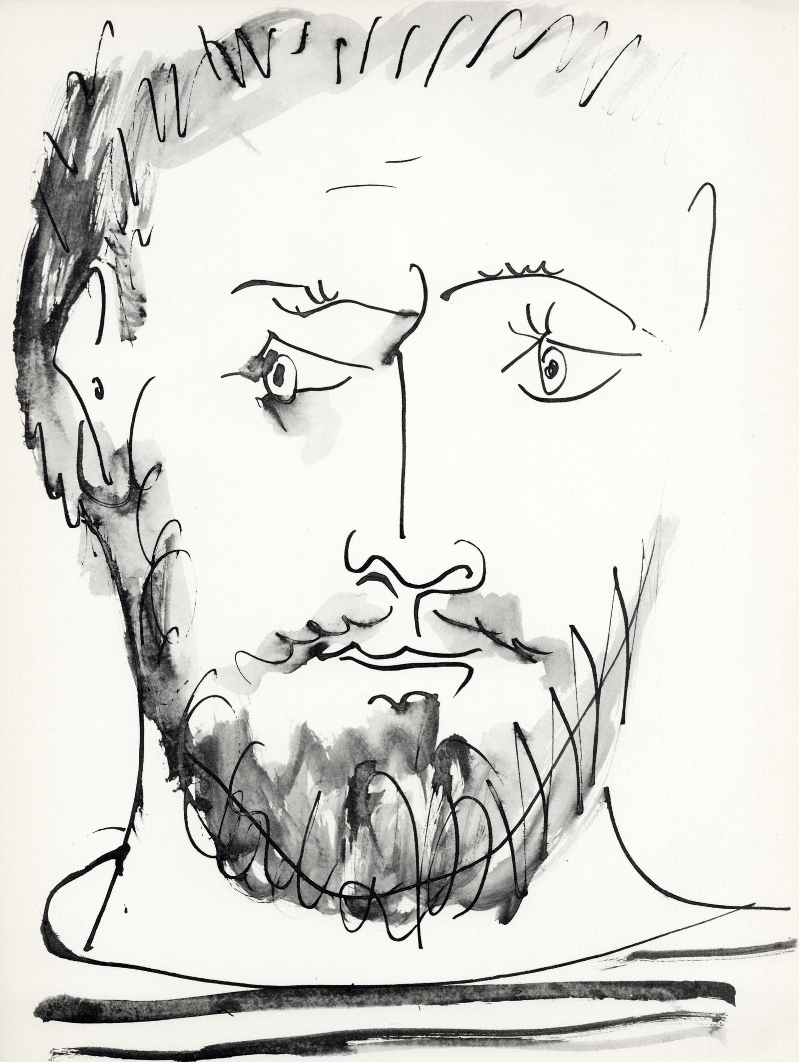 Pablo Picasso, Visage d'homme, profil droit (Cramer No. 84), 40 dessins de Picasso en marge du (1 of 4)