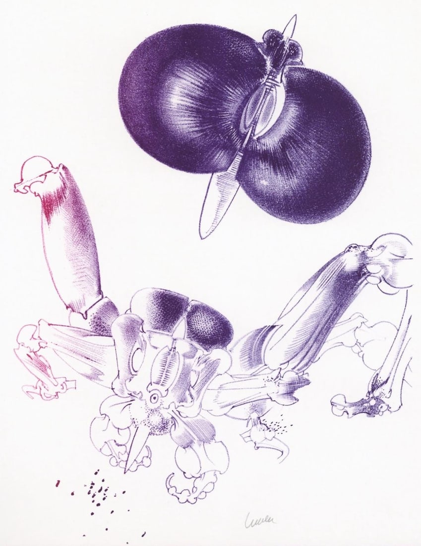 Francois Lunven, Composition, Variations sur l'imaginaire, Limited Edition Lithograph: Lithograph on velin de Rives paper. Paper size: 14.5 x 10.75 inches. Excellent condition. Inscription: hand signed and unnumbered, as issued. Notes: From the folio, Variations sur l'imaginaire, 1972.