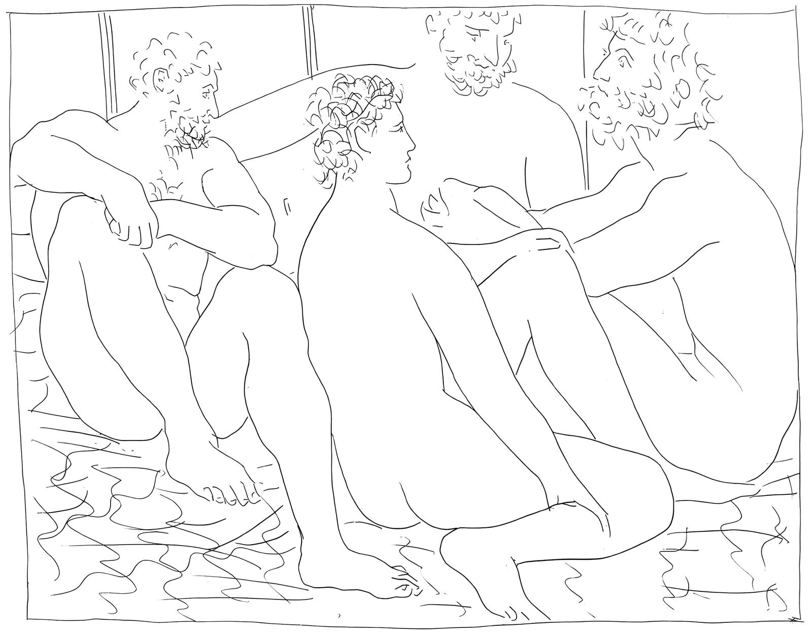 Pablo Picasso, Quatres hommes nus assis, Les Metamorphoses, Limited Edition Lithograph (1 of 4)