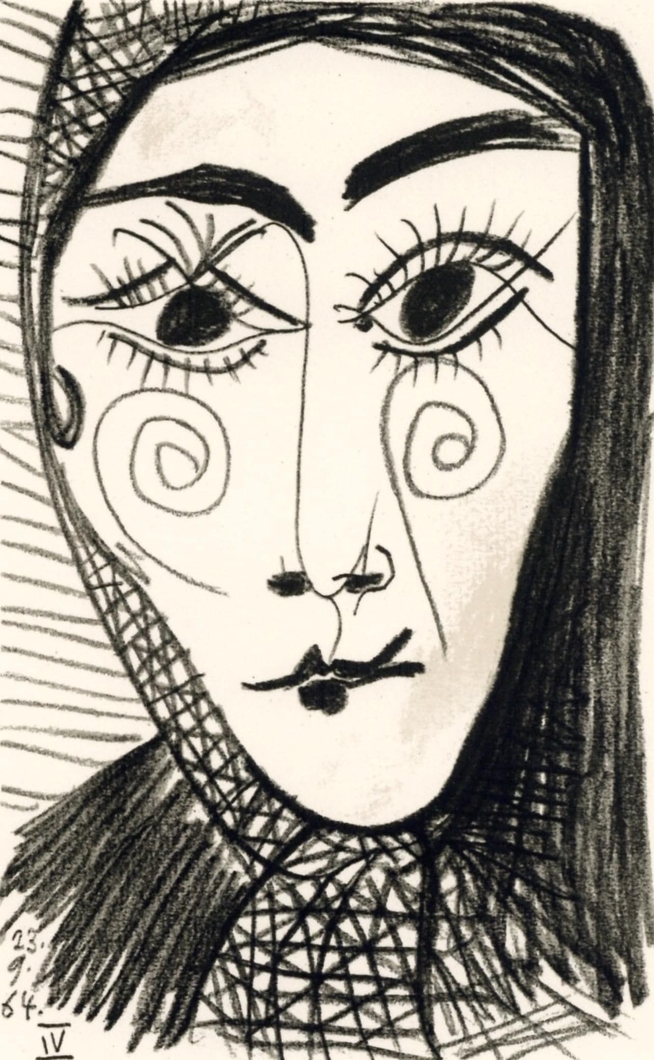 Pablo Picasso, 23.9.64 IV (Cramer 148), Le Gout du Bonheur, Limited Edition Mixed Media Lithograph (1 of 4)