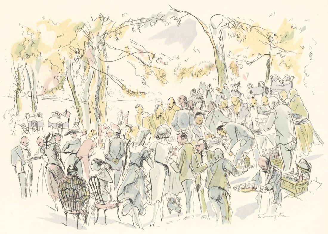 Leonard Tsugouharu Foujita (?? ??), Garden Party, Vins, Fleurs et Flammes, Limited Edition (1 of 4)
