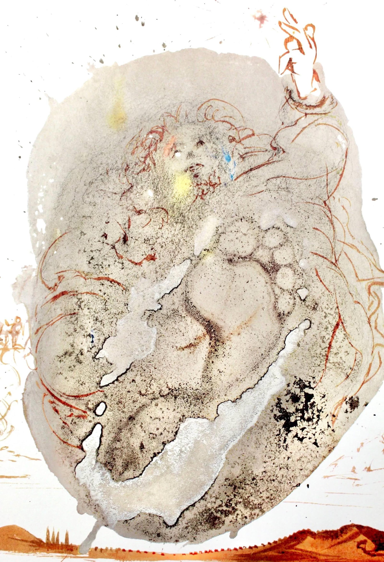 Salvador Dali, Composition (Michler/Lopsinger 1600; Field 69-3), VI tavole dal ciclo della, Biblia: Lithograph in colors on velin Fabriano charta ex meris pannis "ab alveo" manu fabricata, perlucidis figuris intexta paper. Paper size: 19 x 13.75 inches. Inscription: Signed in the plate and unnumbere