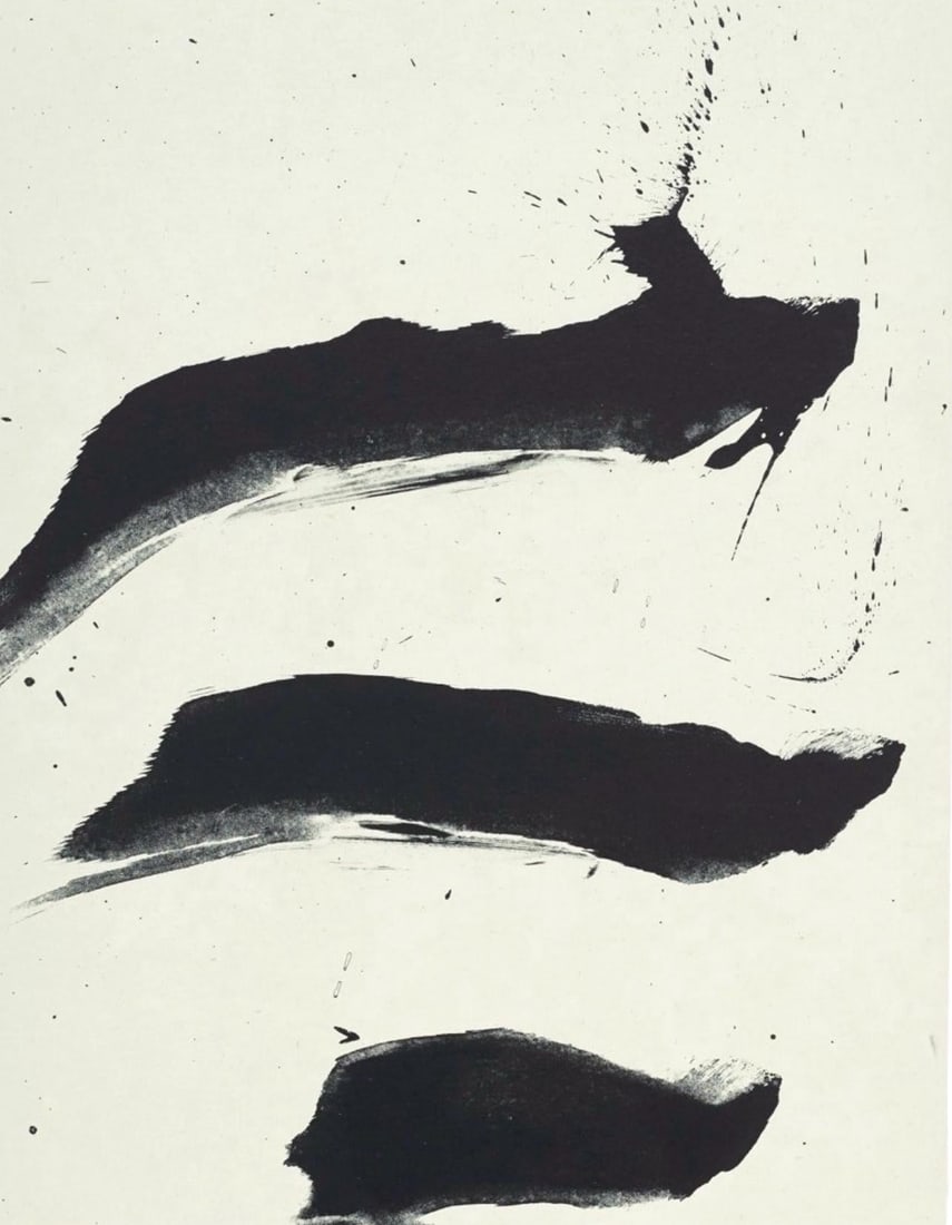 Robert Motherwell, Nocturne VII (Belknap 354-380; Engberg/Banach 415-441), Three Poems, Limited: Lithograph on Japon a la main, attached with chine applique to velin d'Arches paper. Paper Size: 21.5 x 17.875 inches. Excellent condition. Inscription: Unsigned and unnumbered, as issued. Notes: From