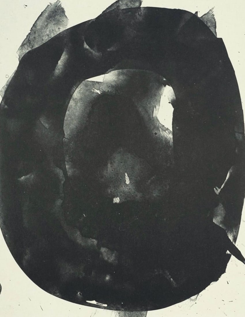 Robert Motherwell, Nocturne V (Belknap 354-380; Engberg/Banach 415-441), Three Poems, Limited: Lithograph on Japon a la main, attached with chine applique to velin d'Arches paper. Paper Size: 21.5 x 17.875 inches. Excellent condition. Inscription: Unsigned and unnumbered, as issued. Notes: From