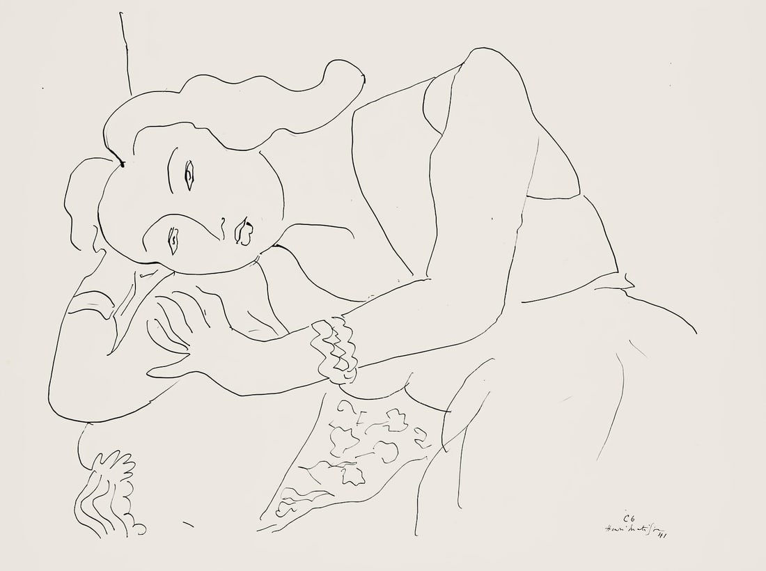 Henri Matisse, Serie C, var. 6 (Duthuit 9), Henri Matisse, Dessins, Themes et variations, Limited: Lithograph on velin pur fil paper. Paper Size: 9.625 x 12.875 inches. Excellent condition. Inscription: Signed in the plate and unnumbered, as issued. Notes: From the folio, Henri Matisse, Dessins, Th