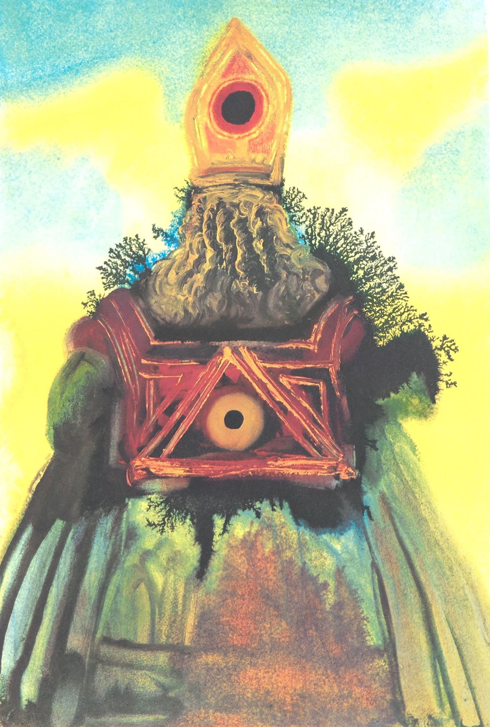 Salvador Dali, Composition (Michler/Lopsinger 1600; Field 69-3), Biblia Sacra, Limited Edition: Lithograph in colors on velin Fabriano charta ex meris pannis "ab alveo" manu fabricata, perlucidis figuris intexta paper. Paper size: 19 x 13.75 inches. Inscription: Signed in the plate and unnumbere