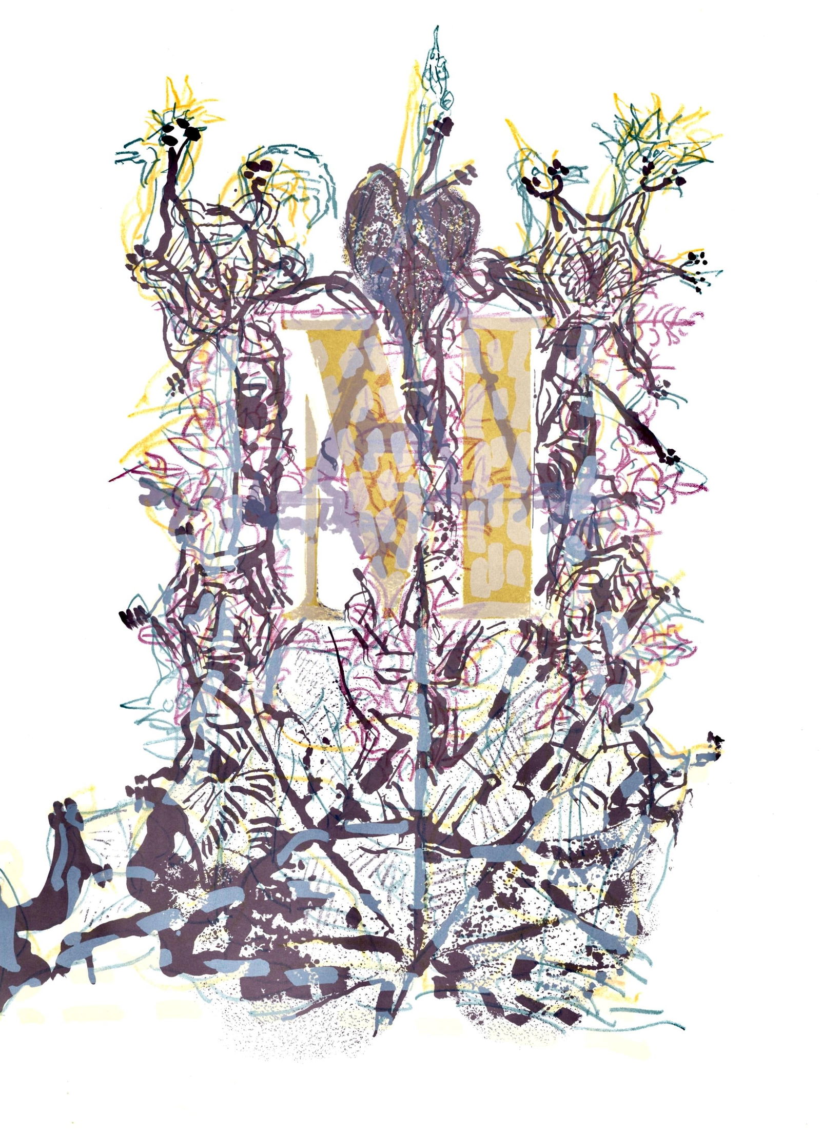 Jean-Paul Riopelle, Composition, Hommage a Aime et Marguerite Maeght, Derriere le miroir, Limited: Lithograph on velin paper. Paper Size: 15 x 11 inches. Inscription: Unsigned and unnumbered, as issued. Notes: From the folio, Derriere le miroir, N deg 250, Hommage a Aime et Marguerite Maeght, 1982.