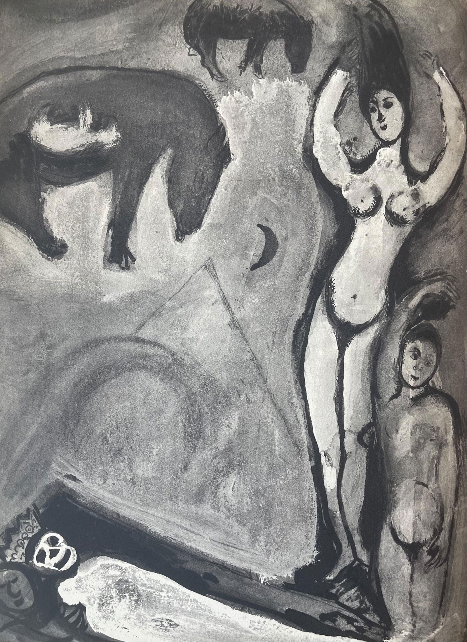 Marc Chagall, Composition, Contes de Boccace, Verve: Revue Artistique et Litteraire, Limited Edition: Lithograph on velin des Papeteries du Marais paper. Unsigned and unnumbered. Paper Size: 13.94 x 10.31 inches. Excellent condition. Notes: From the volume, Verve: Revue Artistique et Litteraire, Vol.