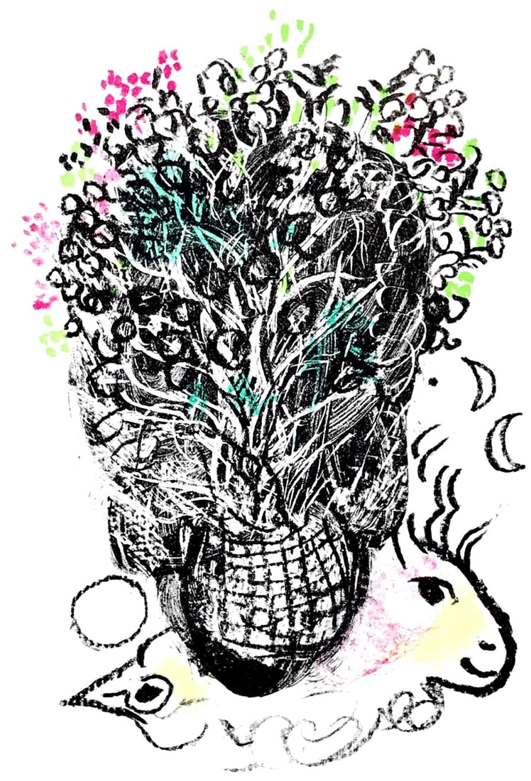 Marc Chagall, Bouquet pour Fernand (Cramer 90; Mourlot 635), Souvenirs et Portraits d'Artistes, (1 of 4)