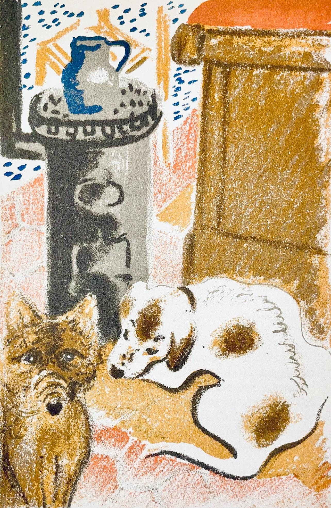 Maurice Mourlot, Composition, de Goupil a Margot, Histoires De Betes, Limited Edition Lithograph: Lithograph in colors on Grand Velin Blanc paper. Unsigned and unnumbered, as issued. Paper size: 9.055 x 6.69 inches. Excellent condition. Notes: From the volume, de Goupil a Margot, Histoires De