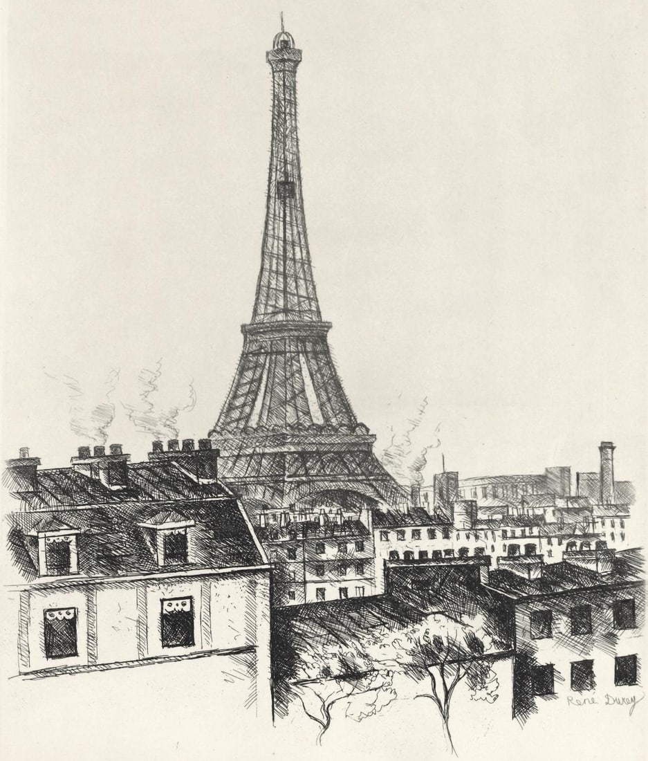 Rene Durey, Le Champ de Mars, A La gloire a Paris, Limited Edition Etching (1 of 4)