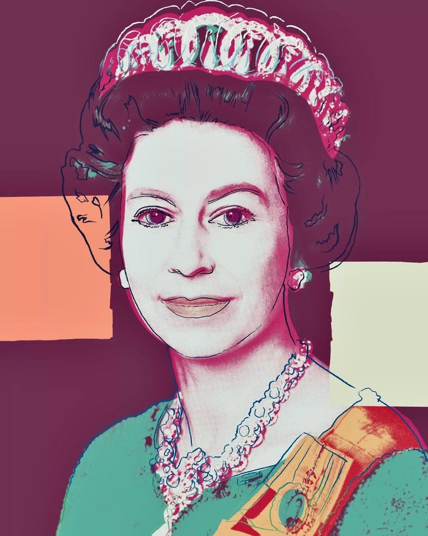 Andy Warhol, Queen Elizabeth II, no335, Official Limited Edition, Sunday B. Morning, Silkscreen: Official edition, Andy Warhol, Sunday B. Morning, silkscreen on museum board. Paper Size: 38 x 30.25 inches. Excellent condition. Inscription: Numbered in pencil, "published by Sunday B. Morning", and