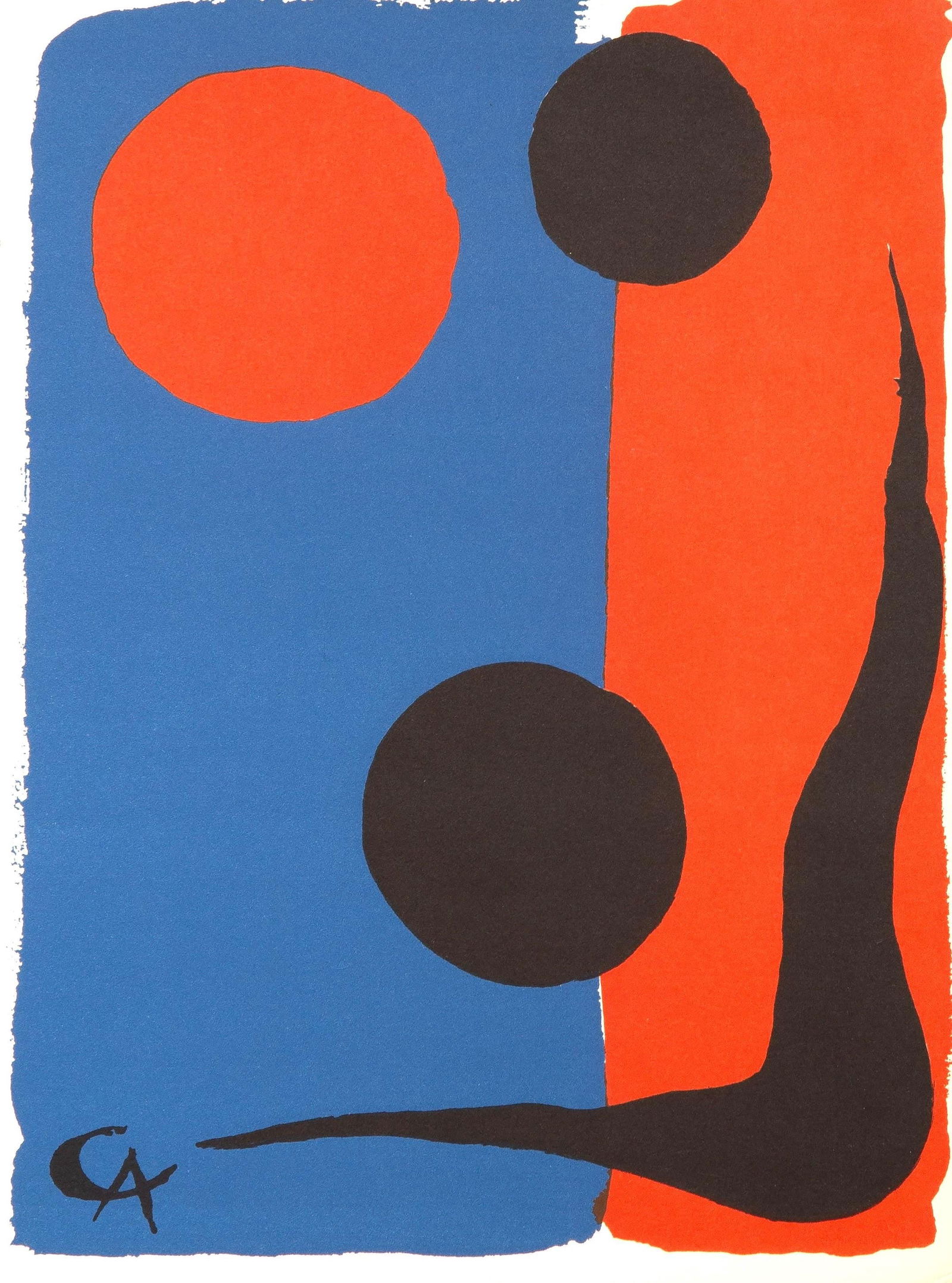 Alexander Calder, Composition, Derriere le miroir, Limited Edition Lithograph: Lithograph on velin Chiffon de Mandeure paper. Paper size: 10 x 7.475 inches. Excellent condition. Unsigned and unnumbered, as issued. Notes: From the album, Lithographies et Eaux-Fortes Originales,