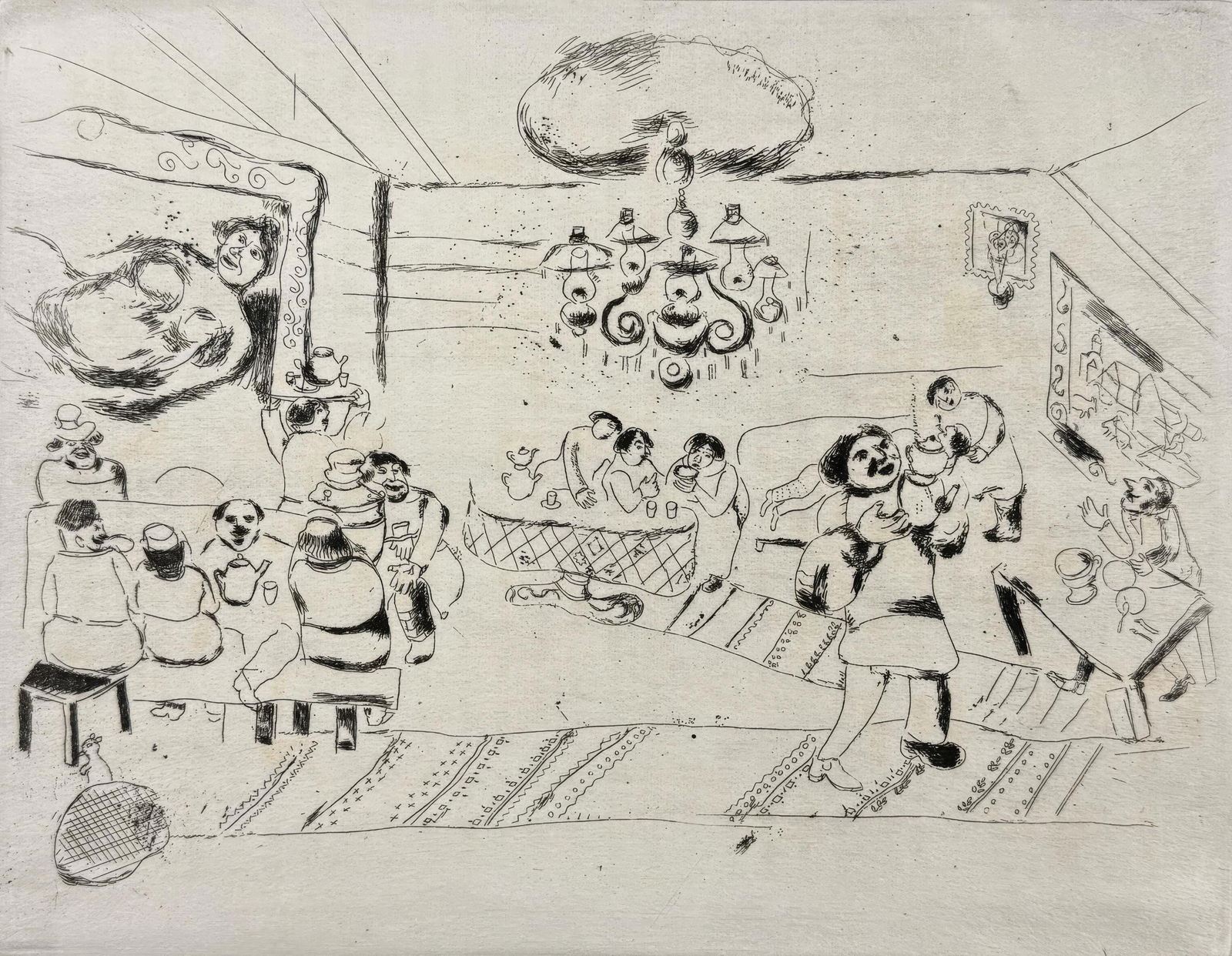 Marc Chagall, The Inn, from Dead Souls, Limited Edition Etching, 1923-1927 (1 of 4)