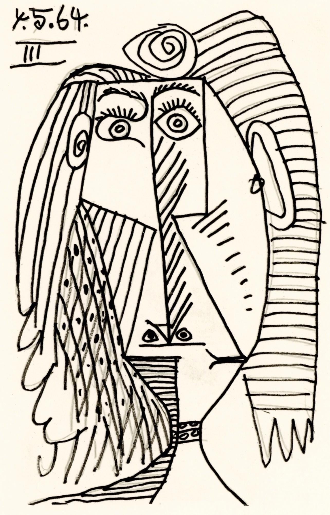 Pablo Picasso, 4.5.64. III (Cramer 148), Le Gout du Bonheur, Limited Edition Mixed Media Lithograph (1 of 4)