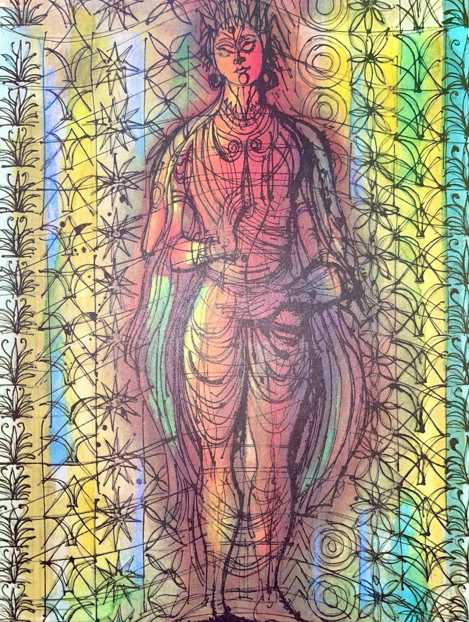 Jean Carzou, Composition, Ce Panorama du Bouddhisme, Limited Edition Lithograph: Lithograph on Grand Bouffant des Papeteries Buhn paper. Paper size: 10.51 x 7.87 inches. Excellent condition. Unsigned and unnumbered, as issued. Notes: From the volume, Ce Panorama du Bouddhisme en A