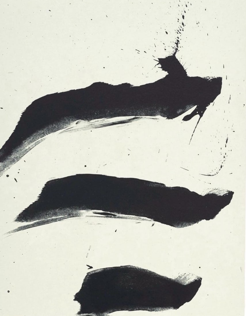 Robert Motherwell, Nocturne VII (Belknap 354-380; Engberg/Banach 415-441), Three Poems, Limited: Lithograph on Japon a la main, attached with chine applique to velin d'Arches paper. Paper Size: 21.5 x 17.875 inches. Excellent condition. Inscription: Unsigned and unnumbered, as issued. Notes: