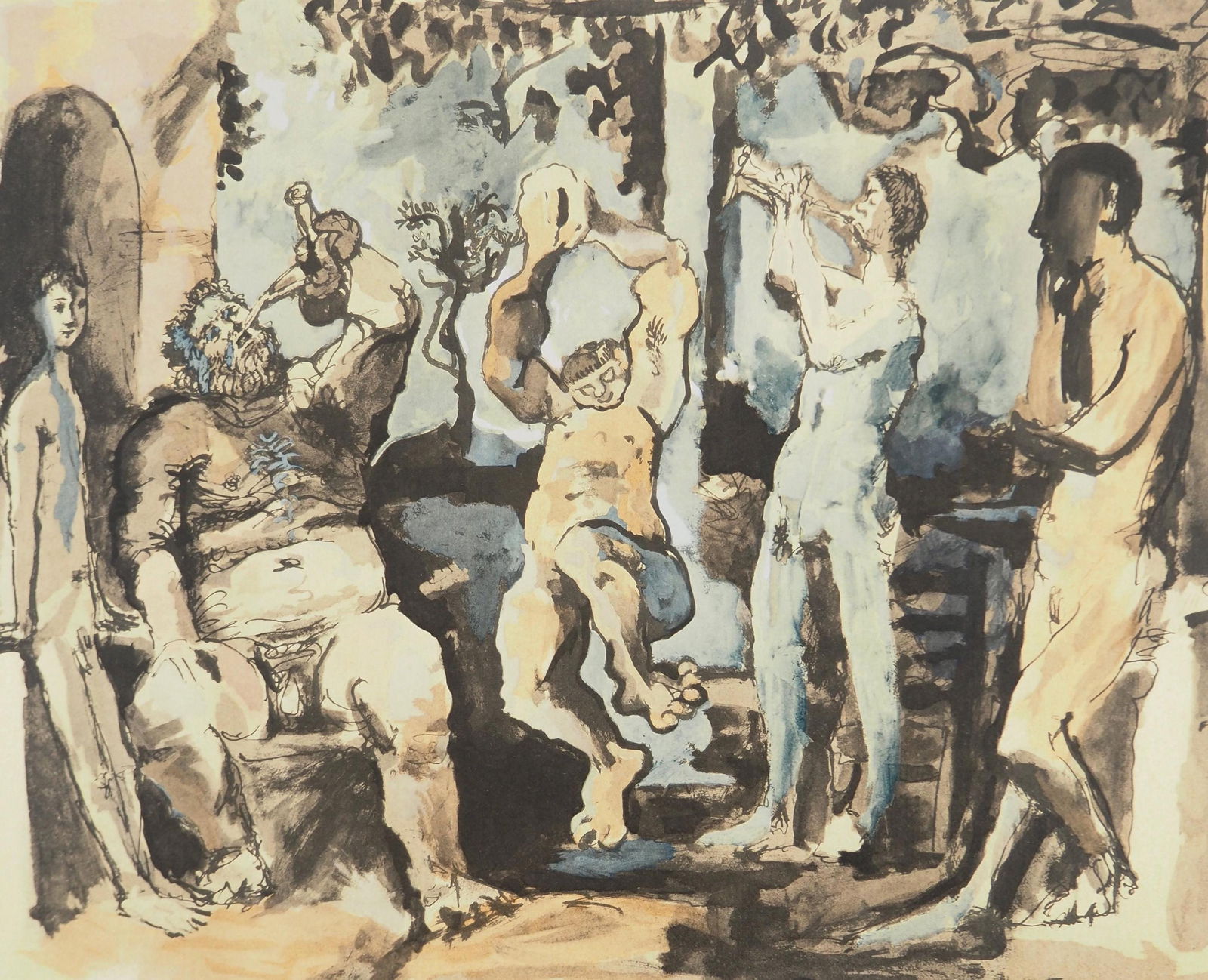 Pablo Picasso, Composition (Orozco 238), Picasso, La flute double, Limited Edition Lithograph (1 of 4)